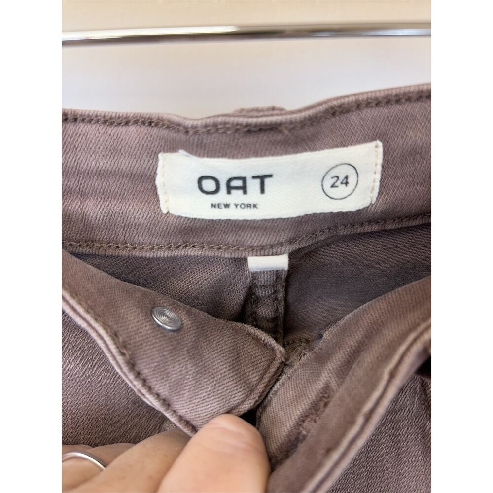 NWT Oat New York Brown Mid Rise Mini Flare Cropped Pants #0666 Size 34 - Picture 5 of 5